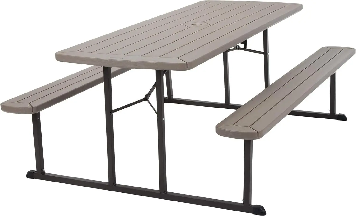 

Outdoor Living 6 ft. Folding Picnic Table, Taupe Wood Grain with Brown Legs, Outdoor Tables, Taupe Wood