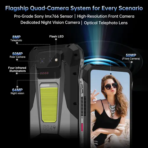 World premiere】Unihertz by 8849 TANK X Rugged Phone 5G Android 15 Built-in 1080P 220 lumen Projection 17600mah Battery 32+512GB - Image 6