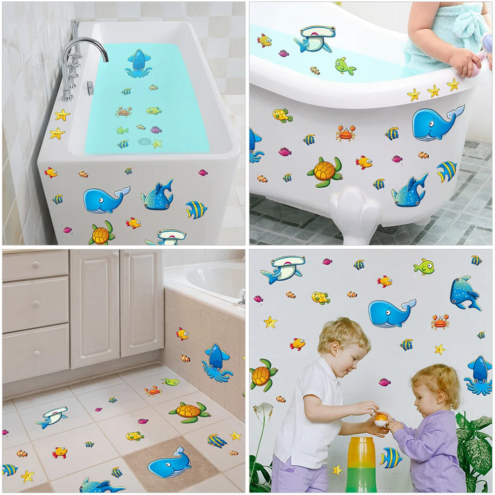 Bathtub Stickers Anti Slip Bathtub Stickers Anti Slip Stickers 1 Set PVC Bathtub Sticker Marine Animals Bathtub Appliques Anti-Slip Wall Sticker Anti-Skid Floor Stickers Kids Bathroom Decals