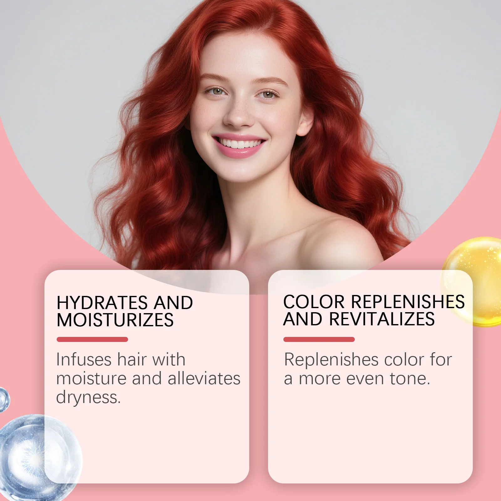 Maschera per Capelli Colorante, Idratante e Riparatrice Profonda, Migliora il Colore dei Capelli nei Tonalità Rosso, Blu, Marrone, Aumenta la Lucentezza, Riduce l'Estensione del Colore - immagine 2
