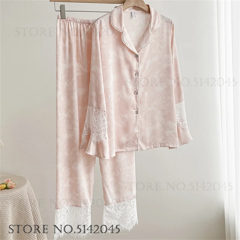 الفاخرة الحرير الساتان الإناث منامة ملابس خاصة 2 ق...