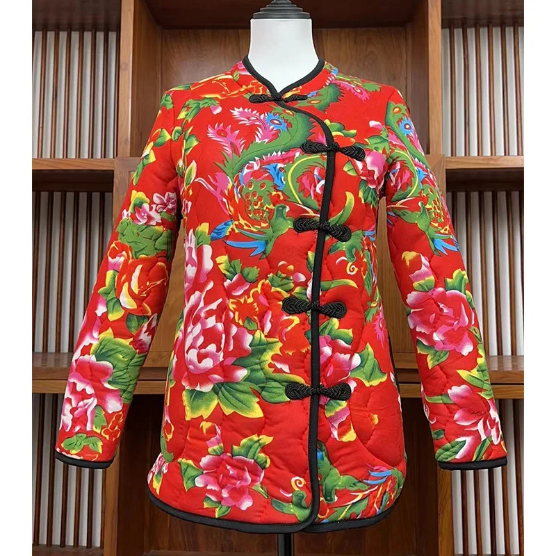 Vintage Floral Traditional Chinese Clothing for Women Folk-Jacket Autumn and Winter Retro Tops Casual Chinese Coat New