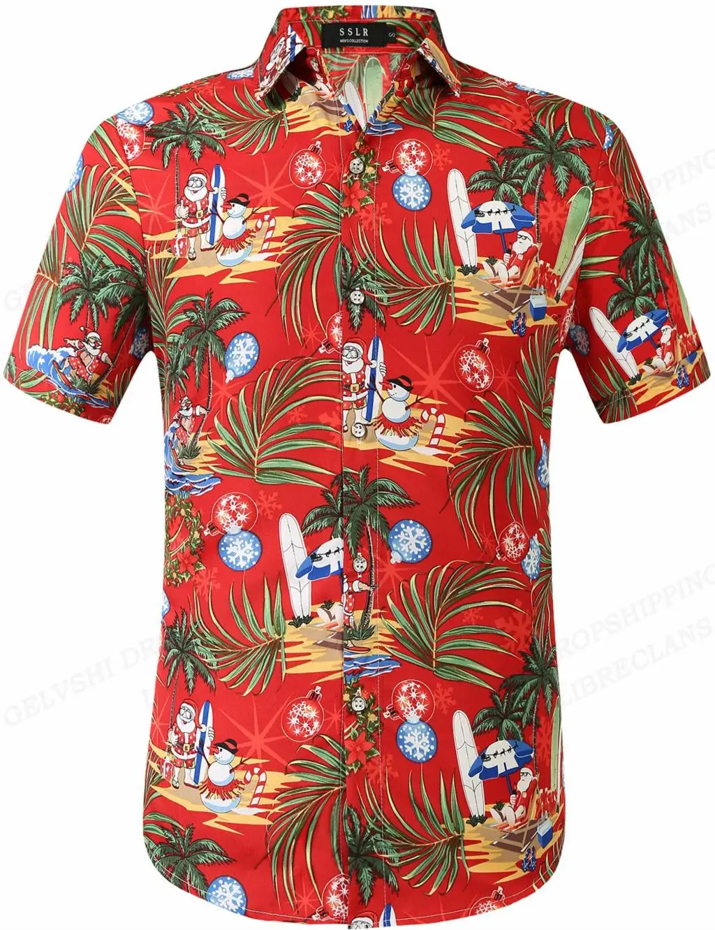 

Merry Christmas Shirts Men's Hawaiian Shirts Coconut Tree Vocation Blouses Beach Lapel Shirt Cuba Camisas Men's Clothing Blouse