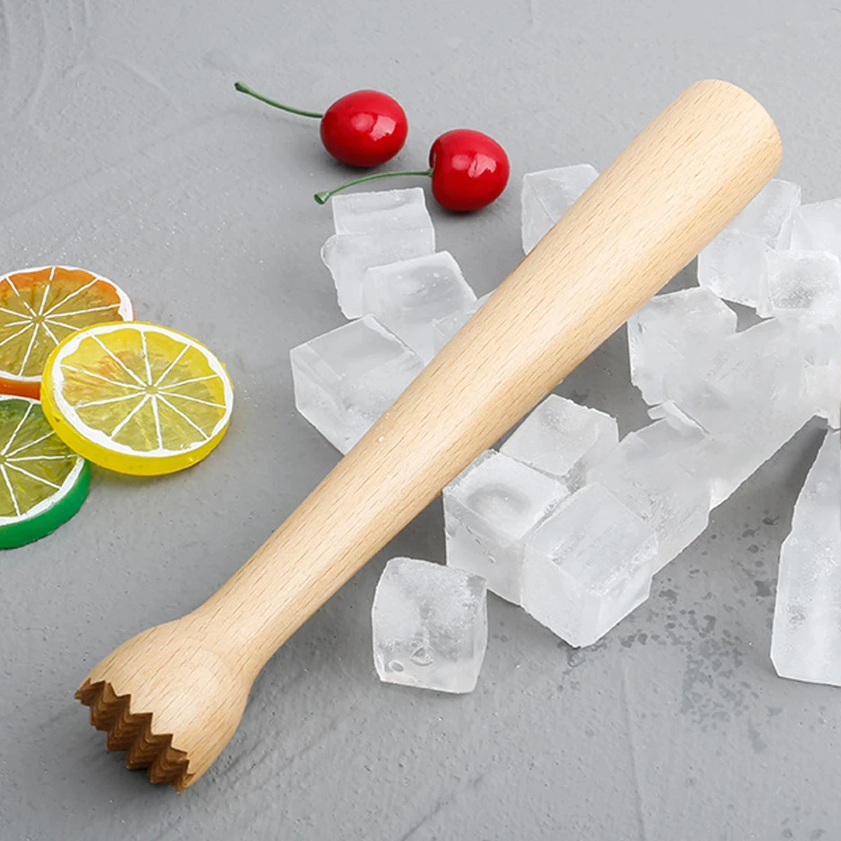 Premium Wooden Ice Muddler, Ergonomic Handle, Crush Ice and Muddle Fruits Effortlessly for the Perfect Drink Experience