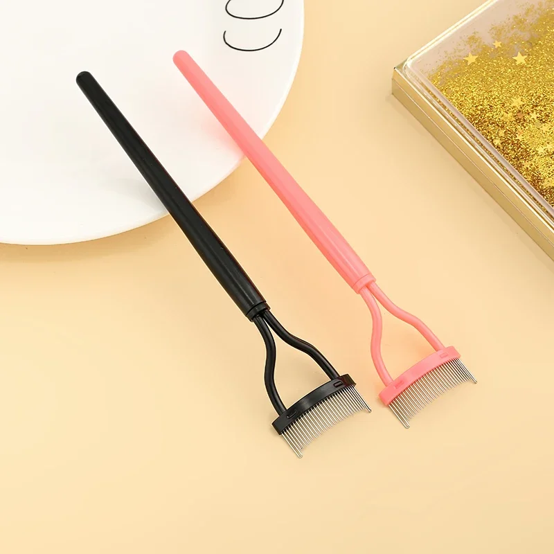 Eyelash Curler Black Pink Metal Eyelash Brush Comb Portable Lash Separator Foldable Mascara Curl Beauty Makeup Cosmetic Tool