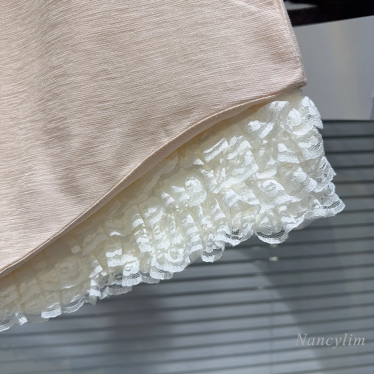 Patchwork Shorts for Women 2024 Spring/Summer New Classic Style Lace Hem Elegant Socialite Short Shorts Casual Outfits