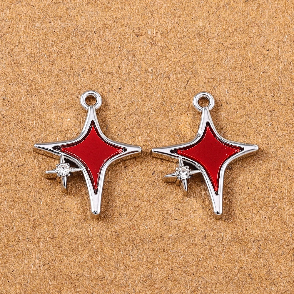 5 Stück 19 x 16 mm niedliche Kristall-Stern-Anhänger für DIY-Halsketten, Ohrringe, Armbänder, handgefertigte Schmuckherstellung, Zubehör, Zubehör – Detail 6