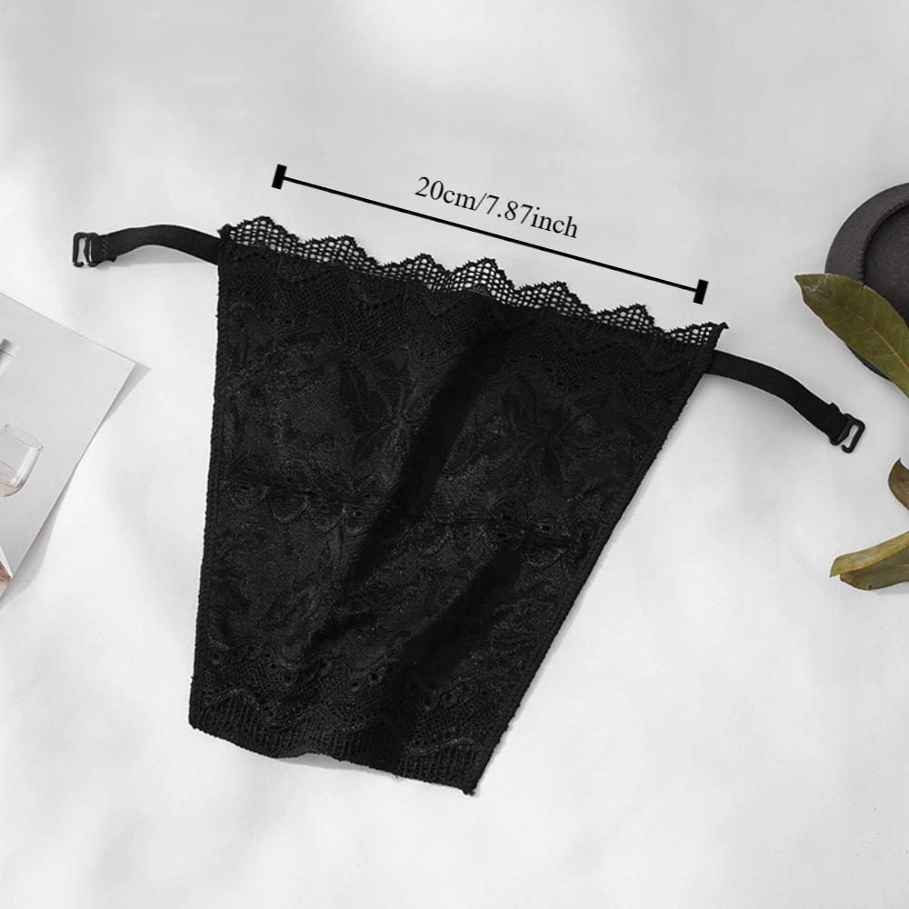 Double Layer Strapless Insert Wrapped Chest Transparent Mesh Lace Flower Anti-Glare Tube Top Thin Clip on Bralette women tube tops