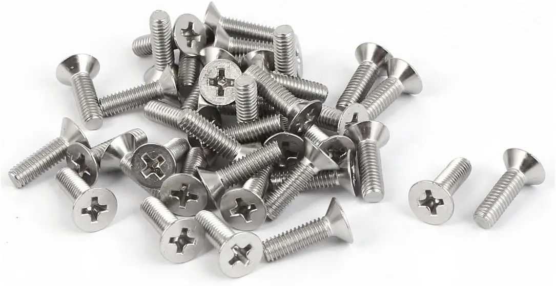 

Keszoox M4x14mm 316 Stainless Steel Flat Head Phillips Machine Screws Silver Tone 40 Pcs