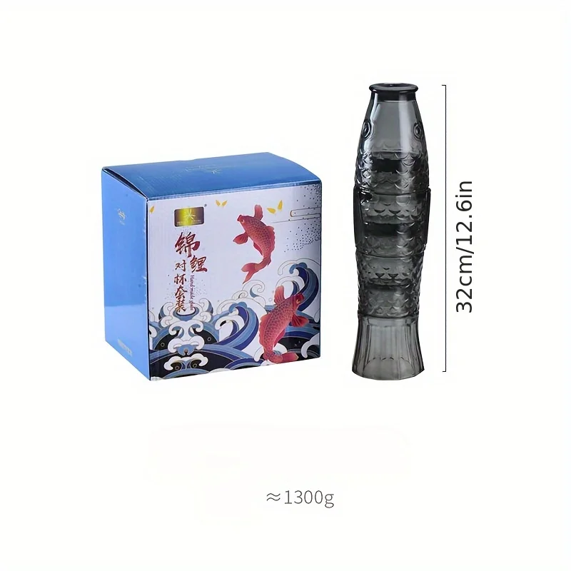 4 Piece Stylish Koi Fish Shaped Drinking Design Stackable Glass Water Cups Set