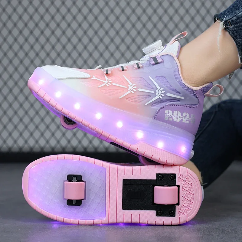 Kids Roller Skates Rolling Wheeled Shoes Removable Sneakers for Boys Girls Shoe with Wheel Speed Inline Powerslide Skate roller skates