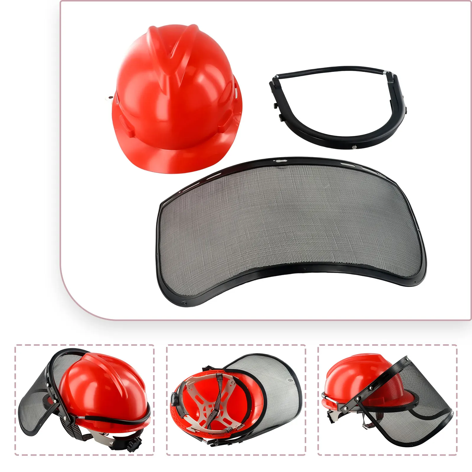 

Brushcutter Plastic+Mesh Face Flying Objects Mask Outdoors Chainsaw Mesh For Lawn Mower Red+Black High quality