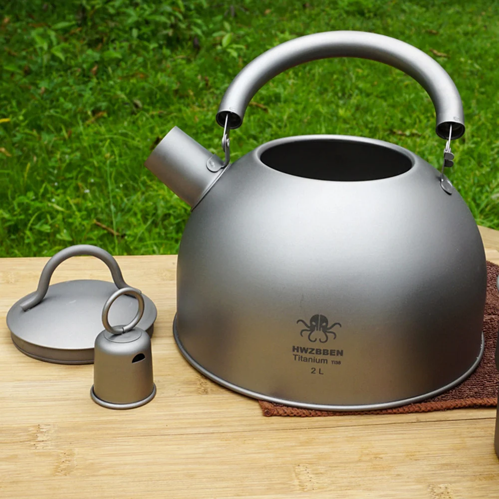 

2L Titanium Whistling Tea Kettle Lightweight Coffee Pot for Camping Equipment Hiking Backpacking Picnic Cup Cookware 캠핑용품