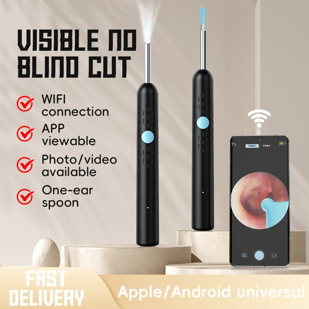 Wireless Smart Ear Cleaning Endoscope Visual Ear Pick Spoon Otoscope Earpick Cleaner Wax Removal Earwax Remover Camera