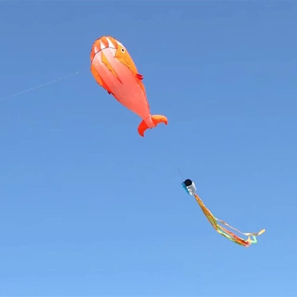 New 2.2m Large Whale/Dolphin Kite Good Flying Long Tail Soft Kite Easy To Fly 100 Meter Kite Line Plastic Flying Toy Kid & Adult