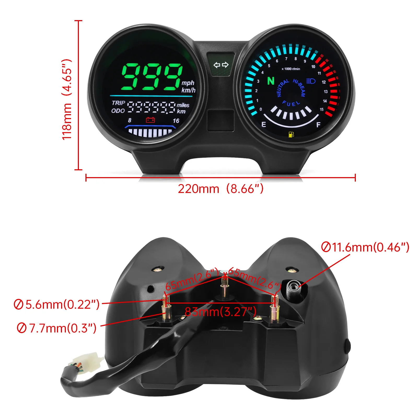 Motorcycle Speedometer Digital Dashboard LED Electronics Motorcycle RPM Meter For Brazil TITAN 150 Honda CG150 Fan150 2010 2012