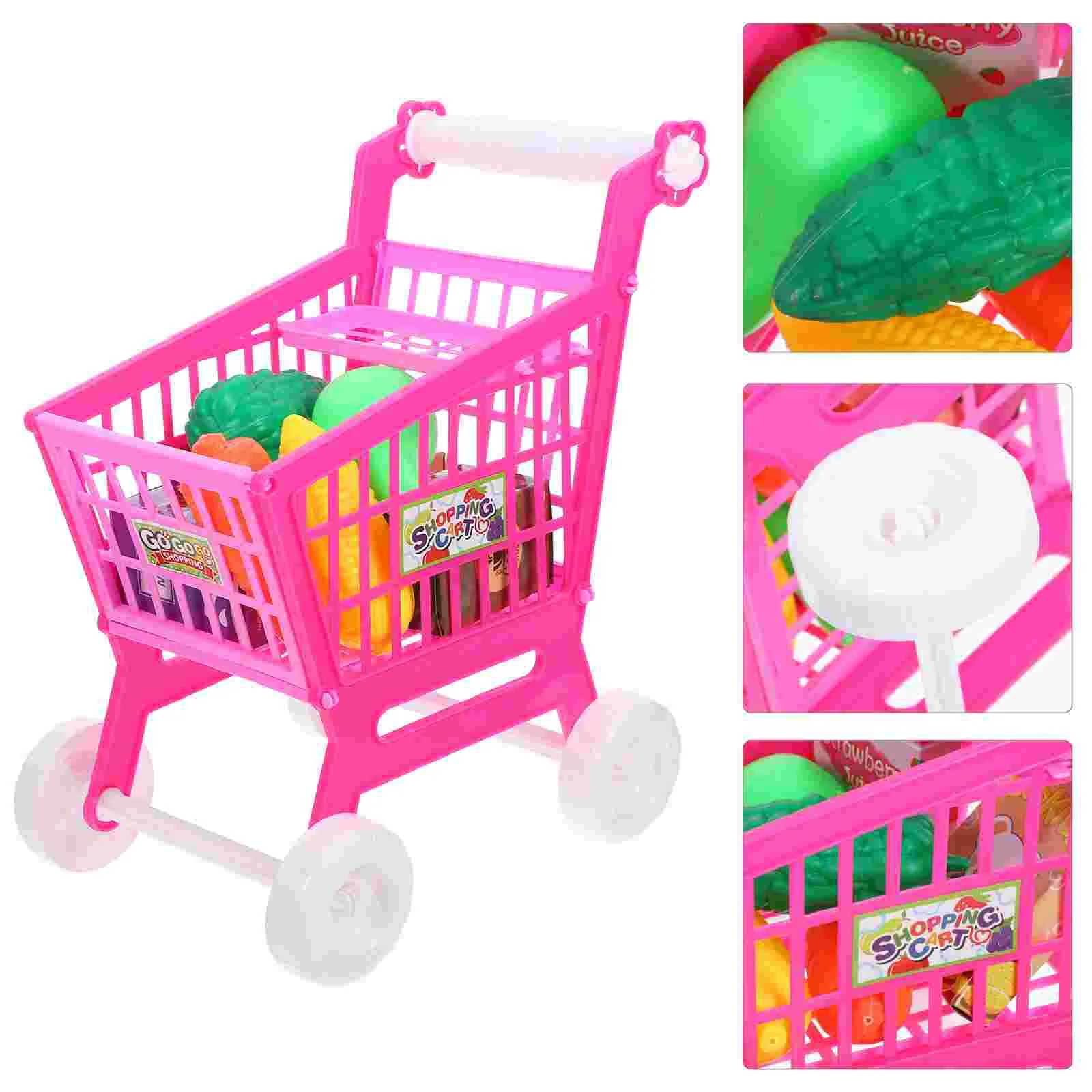 

Cart Shopping Kidsmini For Grocery Trolley Simulation Toddler Storage Playing Rack Store S Simulated Wheels Supermarket