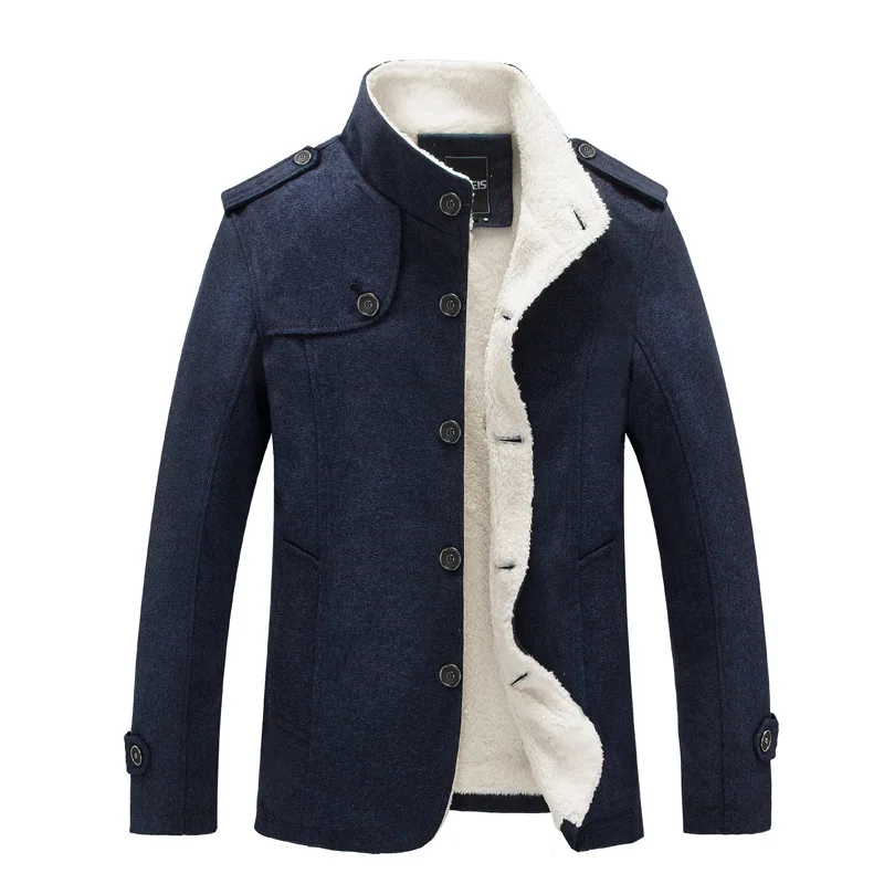 Korean Version with Fleece Delicate Casual Collar Jacket Button-up Men's Jacket Men Fleece Casual Coats Jacket