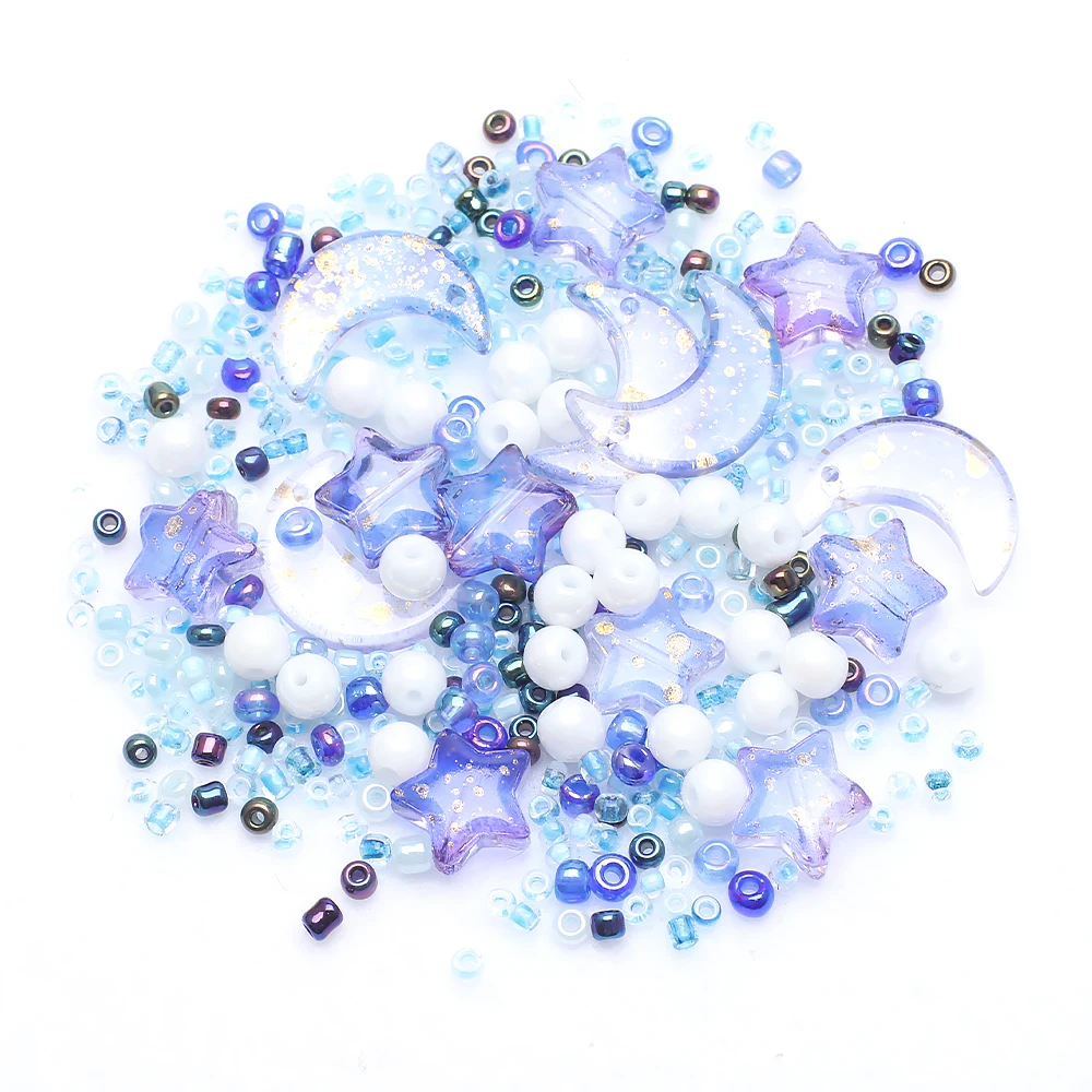 Crystal Beads Mixed Star Moon Crystal Glass Beads Seedbeads Loose Round Pearl for DIY Making Jewelry Craft Bracelets Necklaces Earrings