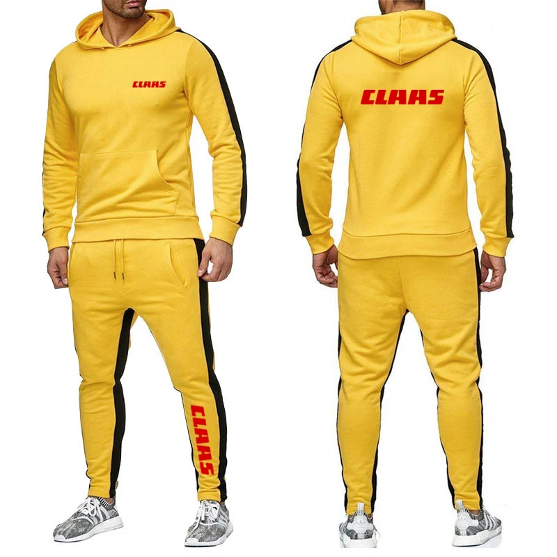 New Fashion Men Claas Tractor Agriculture Tracksuit Hoodie Solid Color Hooded Pullover+Pants Comfortable Casual Sportswear Sets 5