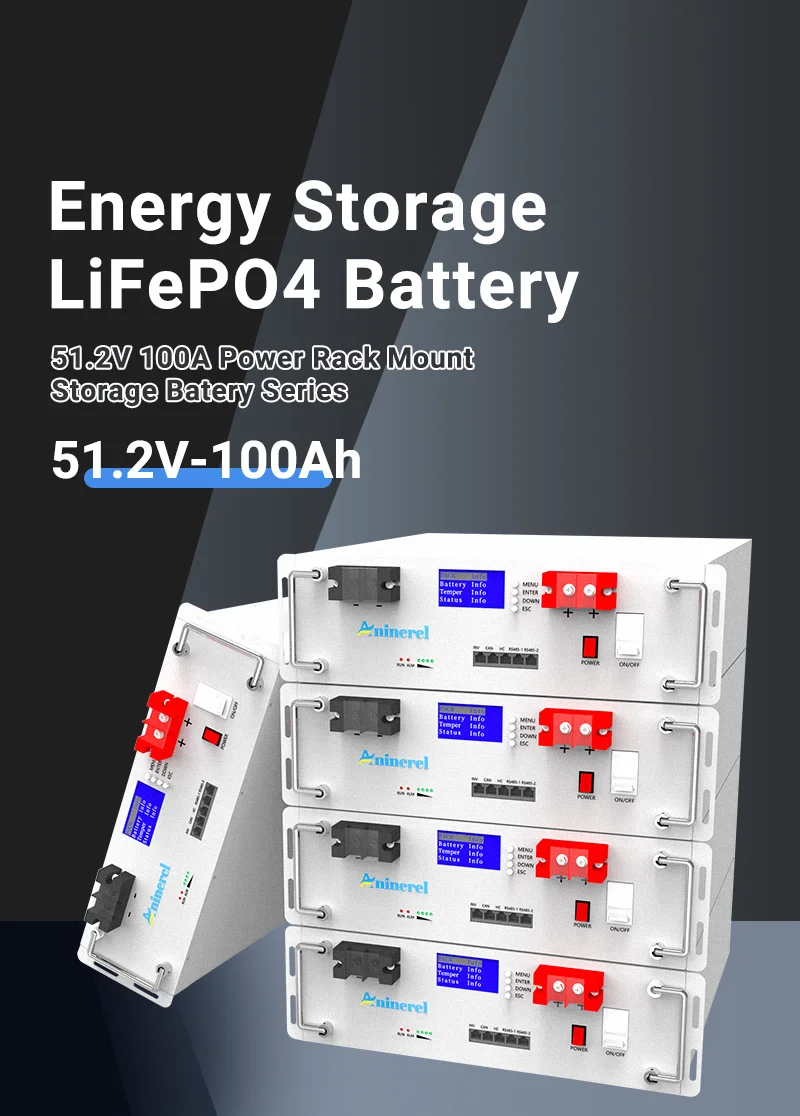 Aninerel 51,2V 100Ah LiFePO4 Batterie 6,2KW 48V Hybrid-Solarwechselrichter 51,2V LiFePO4 Batterie 100Ah 200Ah Bluetooth BMS100A 6000+ Zyklen Klasse A Zellen CAN/RS485 – Detail 13