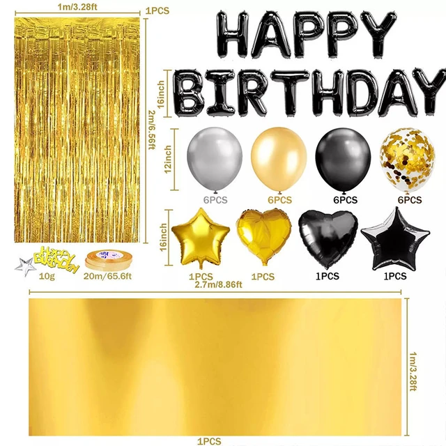 Globos mezclados dorados y negros para decoración de fiesta de cumpleaños,  25 piezas, 40 años, hombre y mujer, aniversario - AliExpress