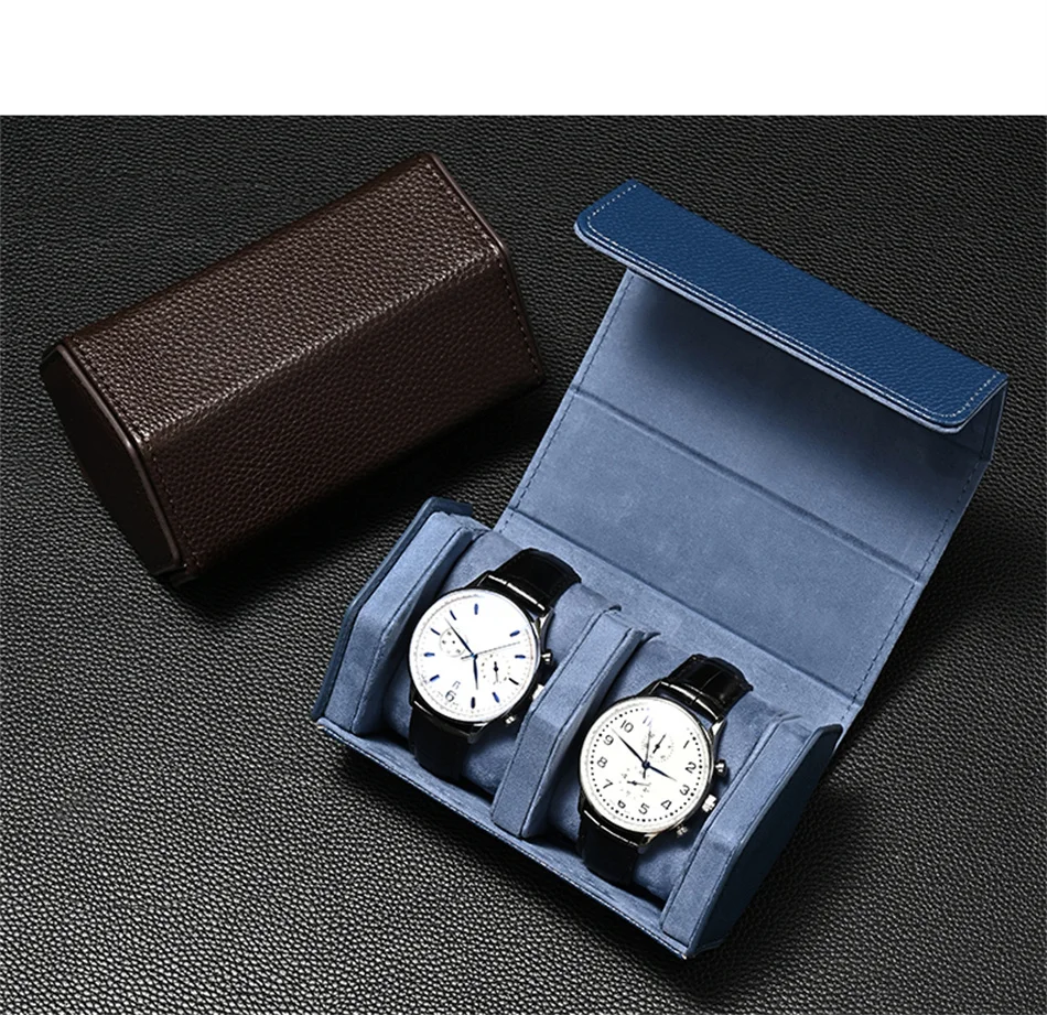 Travel Watch Organizer | Dual Watch Storage Bag Premium PU Leather Travel Watch Box, Po... - SKU TWO01859 - UGI Packaging