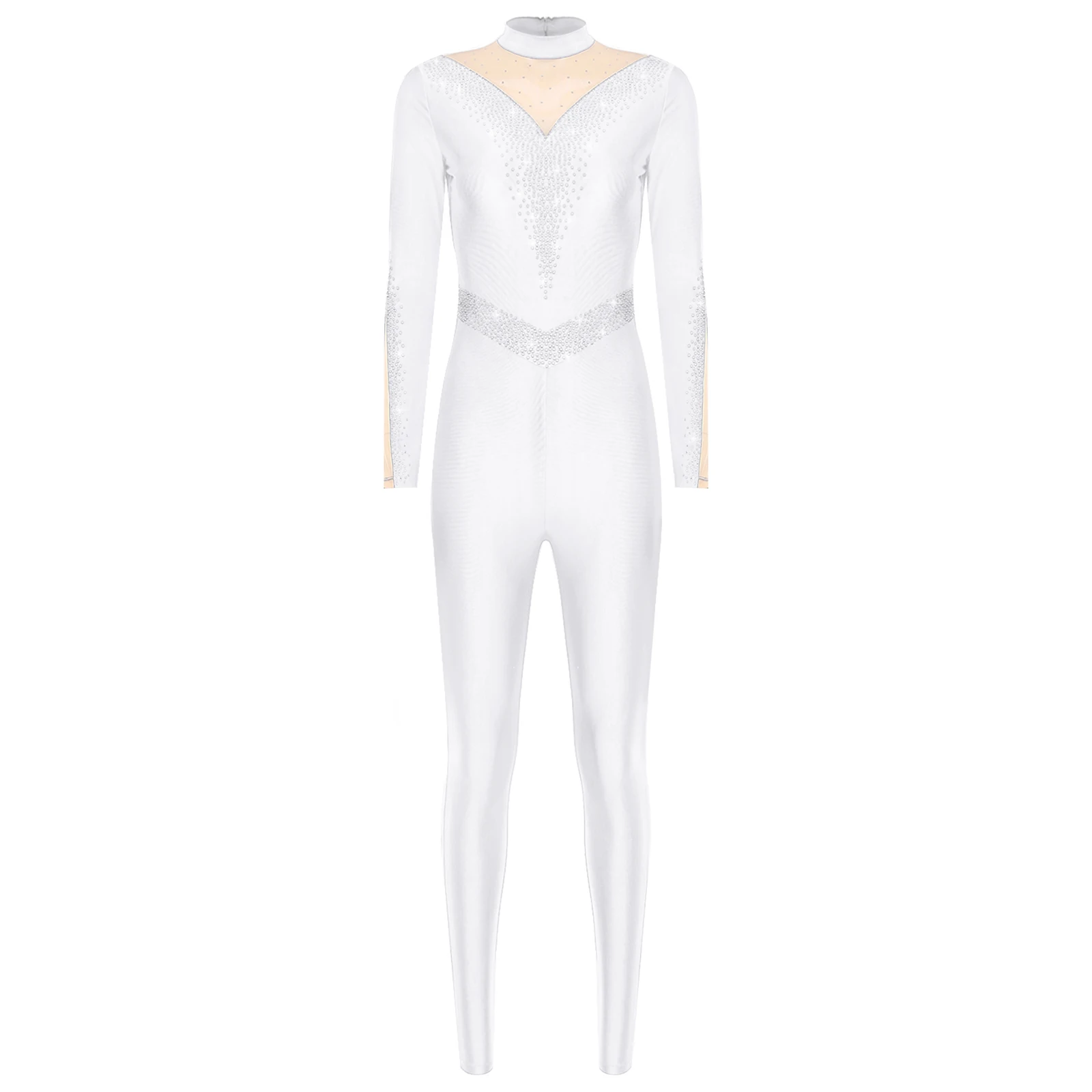 Damen Gymnastik-Ballett-Trikots, Eiskunstlauf-Tanzkostüm, Strampler, Body, glitzernde Strasssteine, figurbetont, Ganzanzug, Overalls – Detail 14