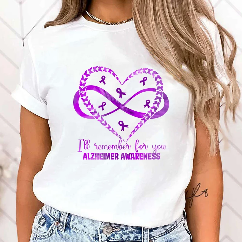 

(High Quality T Shirt)I Will Remember For You Alzheimer'S Awareness T-Shirt Women Fashion Harajuku T Shirt Summer Short Sleeve