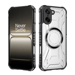 Military - Grade Anti - Slip Shockproof Magnetic Case - Rugged Transparent Defender Cover - OnePlus Nord CE5 (Black)