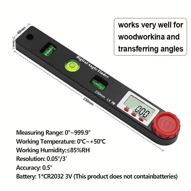 4 In 1 Digital Angle Finder Digital Protractor Angle Measuring Tools 3 Different Bubbles Spirit Level Ruler For Woodworkers 6