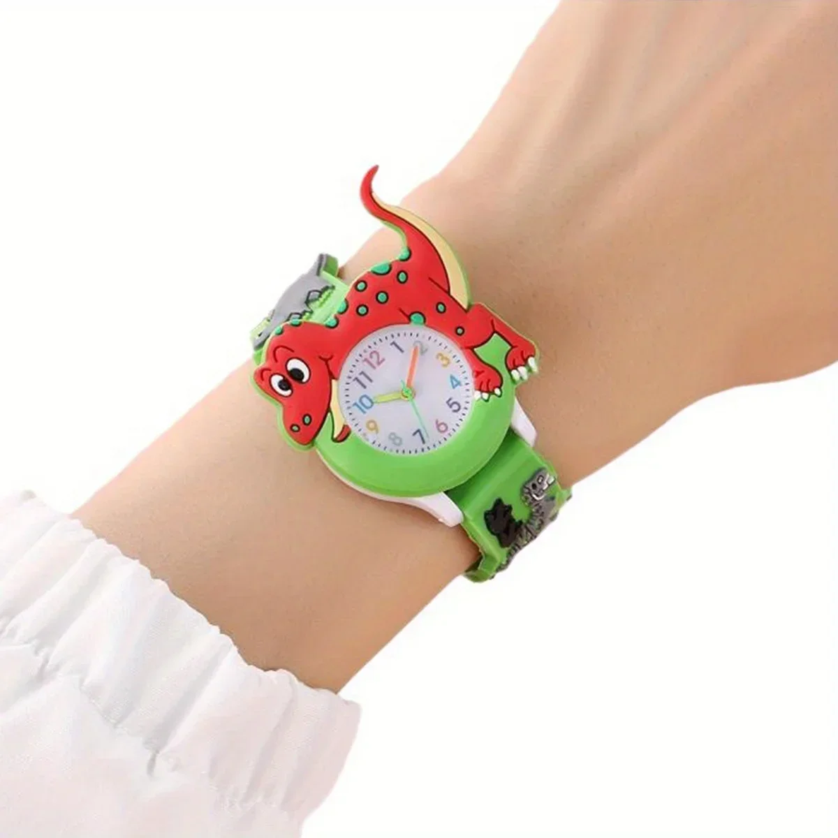 Kids Cartoon 3D Dinosaur Silicone Quartz Watch Student Watch