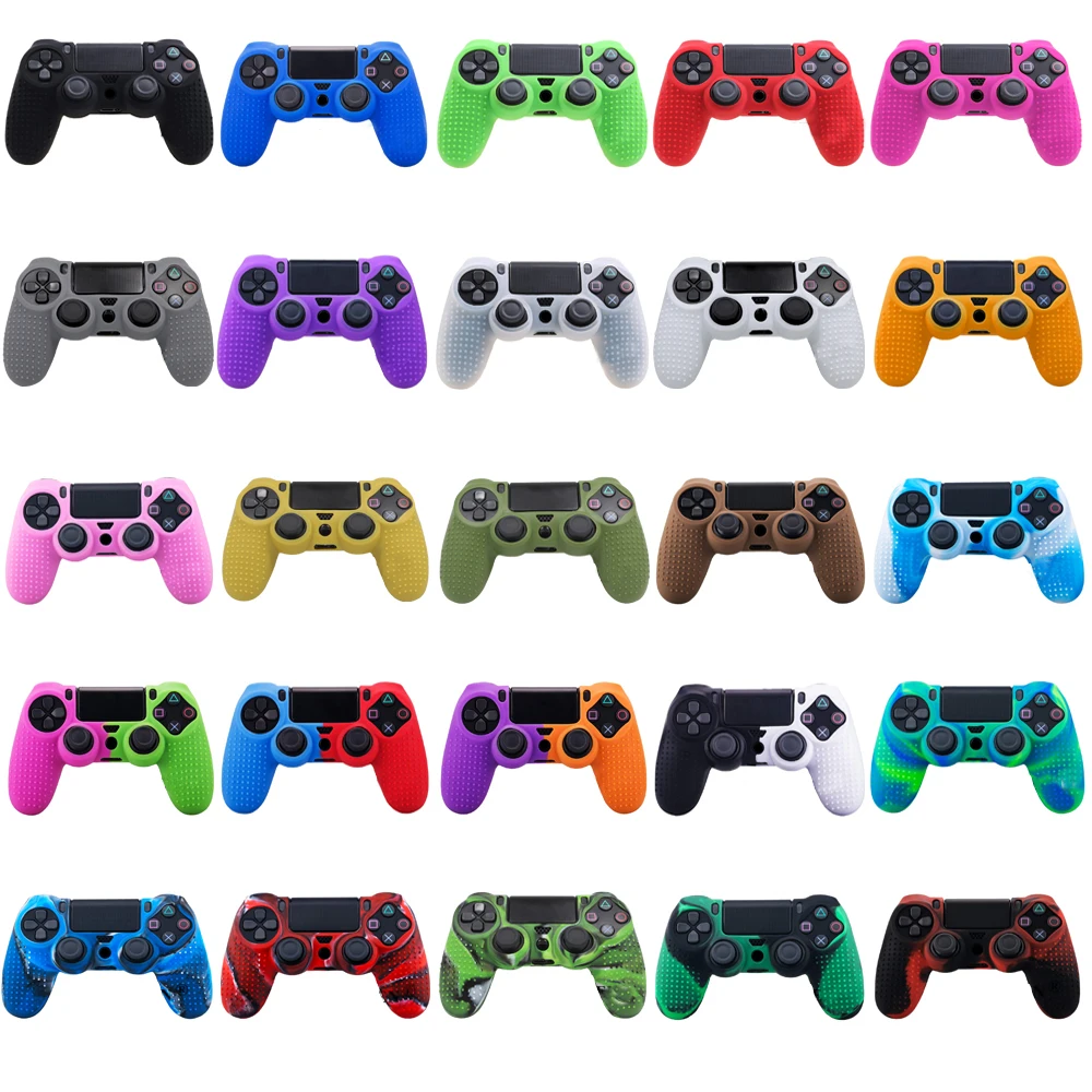 For PlayStation 4 Game Accessories Silicone Cover Skin for Dualshock 4 PS4 Pro Slim Controller Case and Thumb Grips Caps