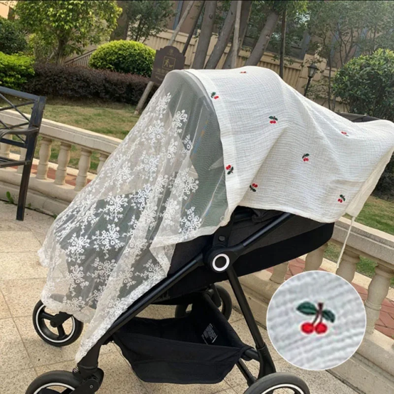 Baby Stroller Cover Breathable Mesh Pram Mosquitoes Net Cartoon Embroidery Bear Pushchair Sunshade Windshield Sunscreen Curtain baby stroller accessories deals	 Baby Strollers