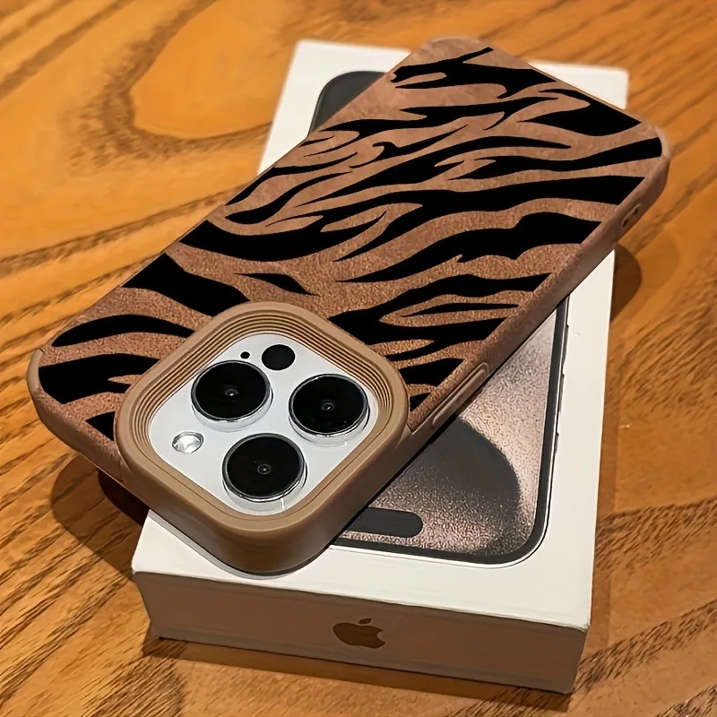 Halloween Brown Leopard Print Faux Leather Phone Case Cover