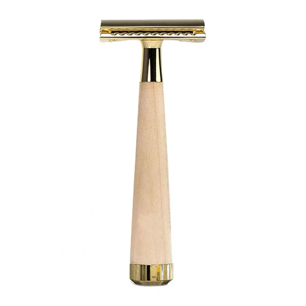 

Razor Dual Sharp Blades Faux Walnut Wooden Handle Safe Manual Men Women Hair Beard Trimmer Remover Home Supplies