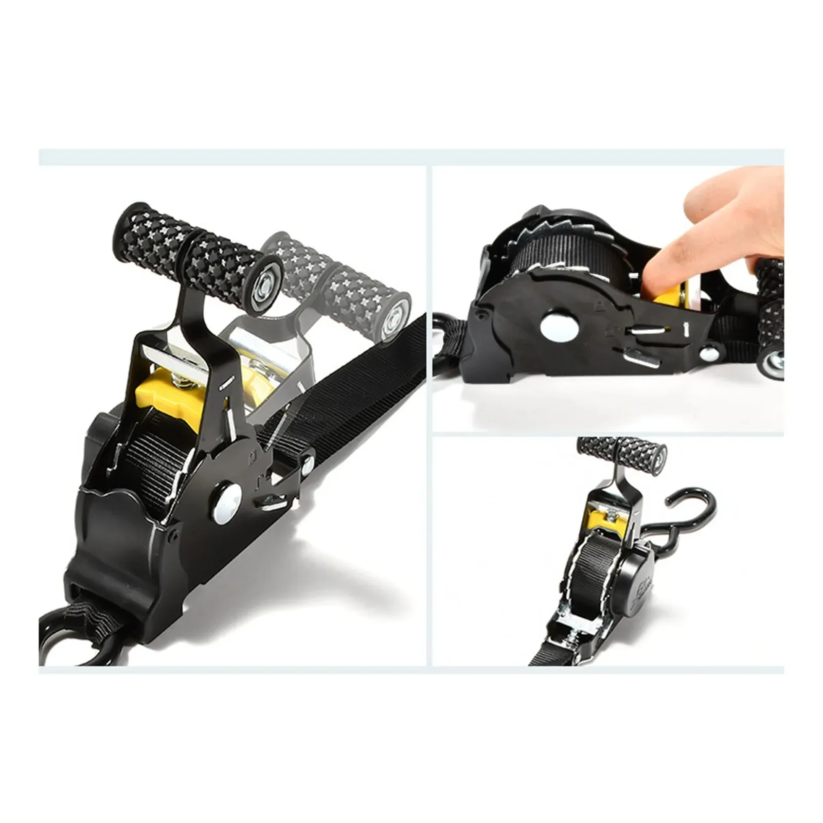 Motorcycle Heavy-Duty Retractable Tie-Down Straps with S Hook Tensioner