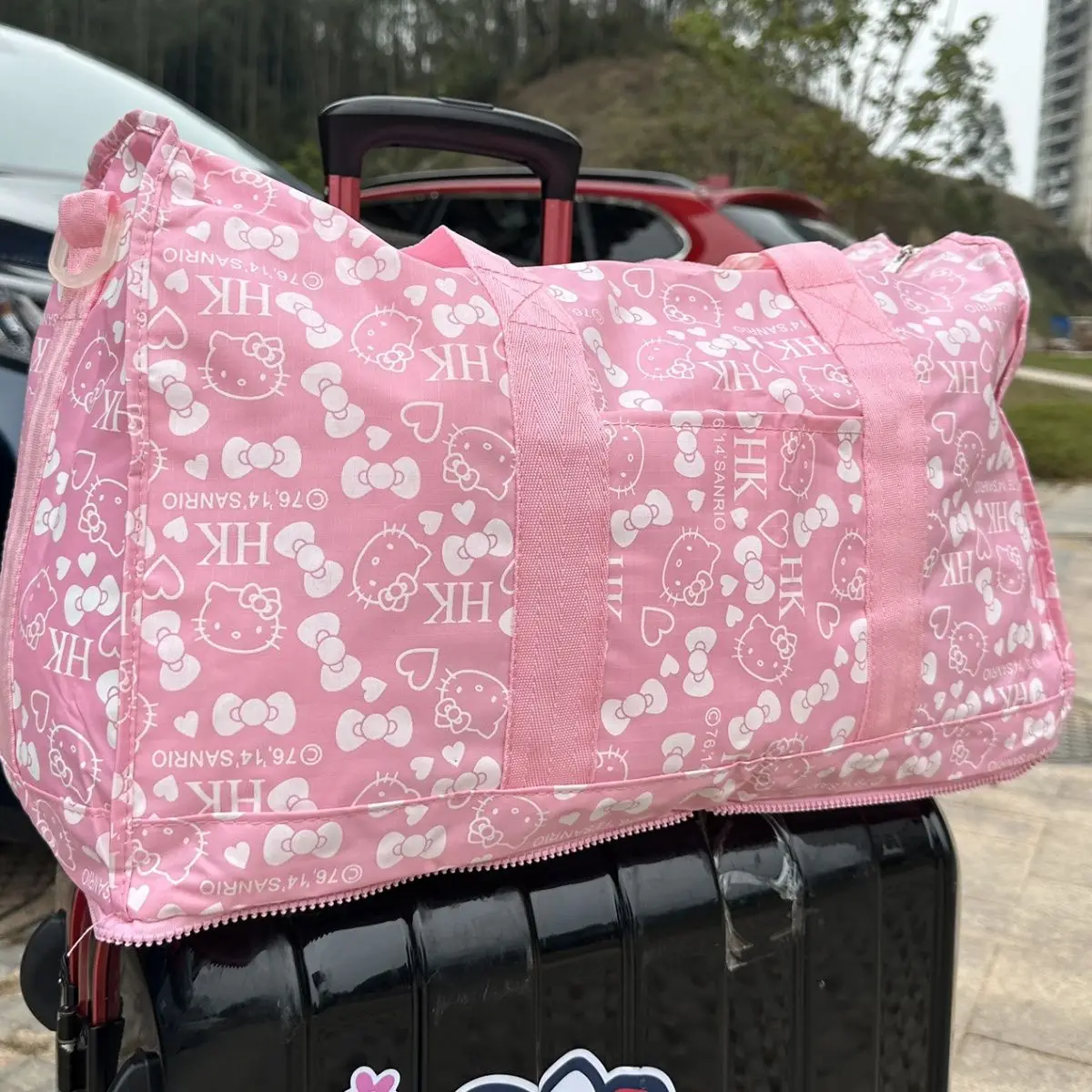 

Kawaii Sanrio Hello Kitty Handbags Foldable Storage Bag Sanrioed for Travel Large Capacity Wear-Resistant on Suitcase Accesorios