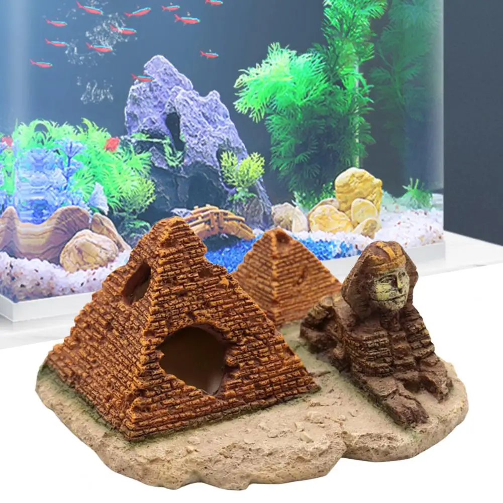 Fish Tank Aquarium Accessories Shrimp Residence Resin Pyramid Sphinx  Beautification Landscape Rockery Home Decoration Crafts
