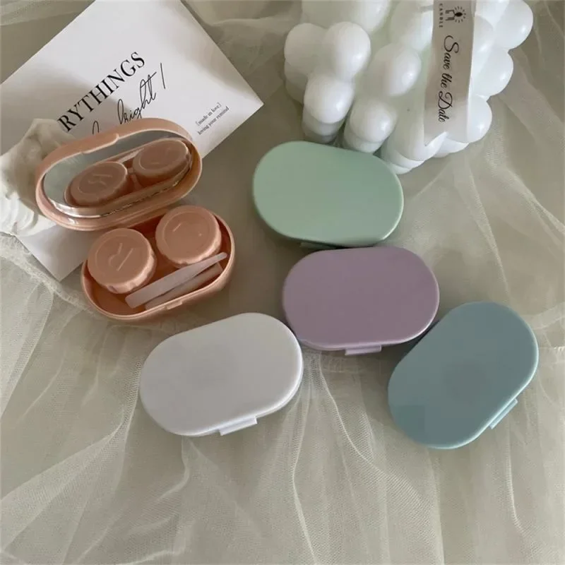 Contact Lens Case Compact Mini Korean Solid Color Girl Heart Care Case Contact Lens Companion Case