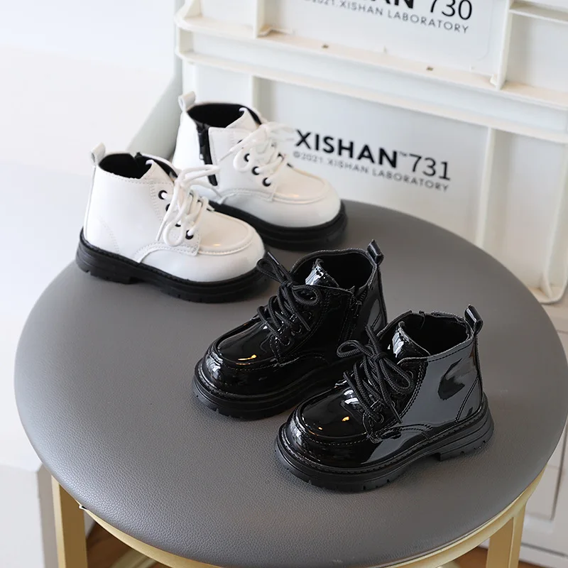 Black White Kids Classic Ankle Boots