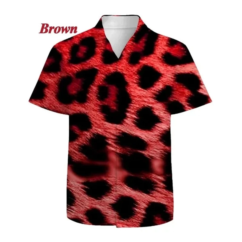 thumbnail image 1 of Camisas de lujo con estampado de leopardo para hombre, blusa ajustada de manga corta, elegante blusa de club con solapa abotonada, ropa de calle para hombre, camiseta cómoda, 1 of 5