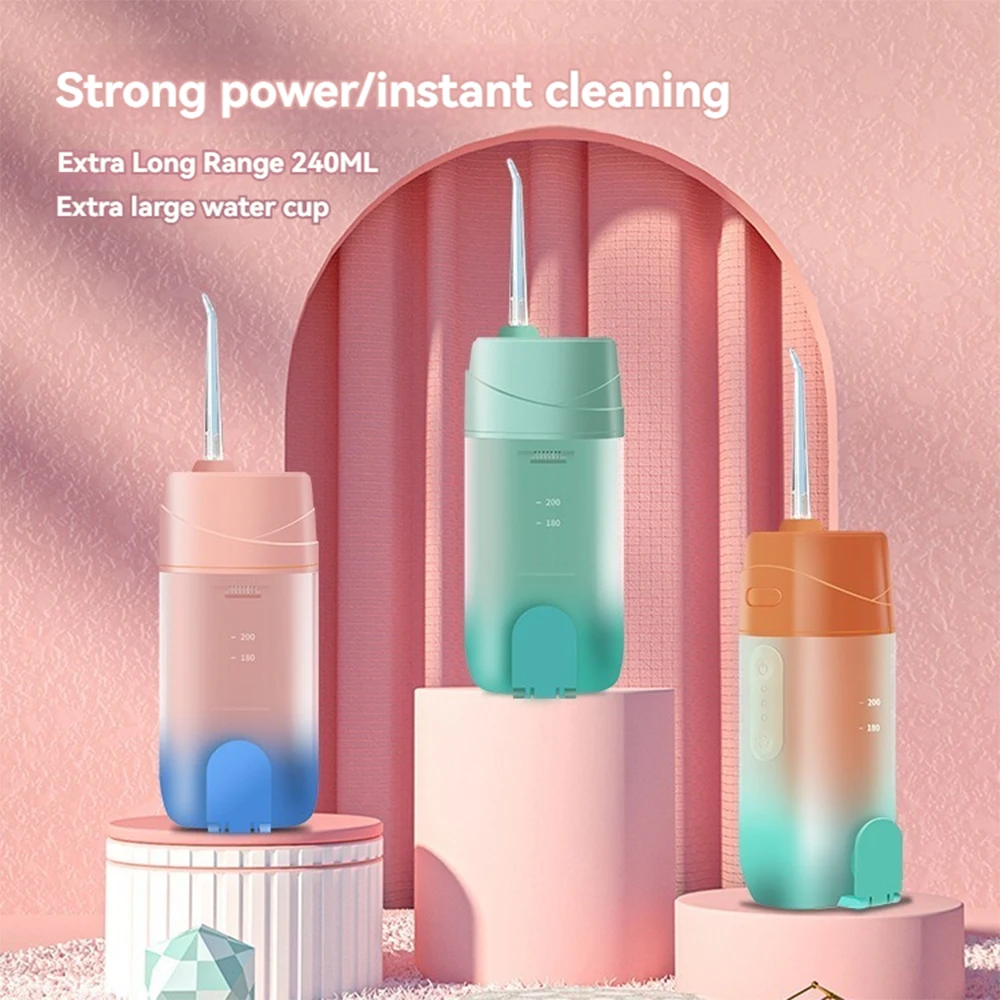 Portable Oral Irrigator 240ML Water Tank Rechargeable Water Spray Teeth Cleaner Dental Water Jet Teeth Cleaner For Oral Care