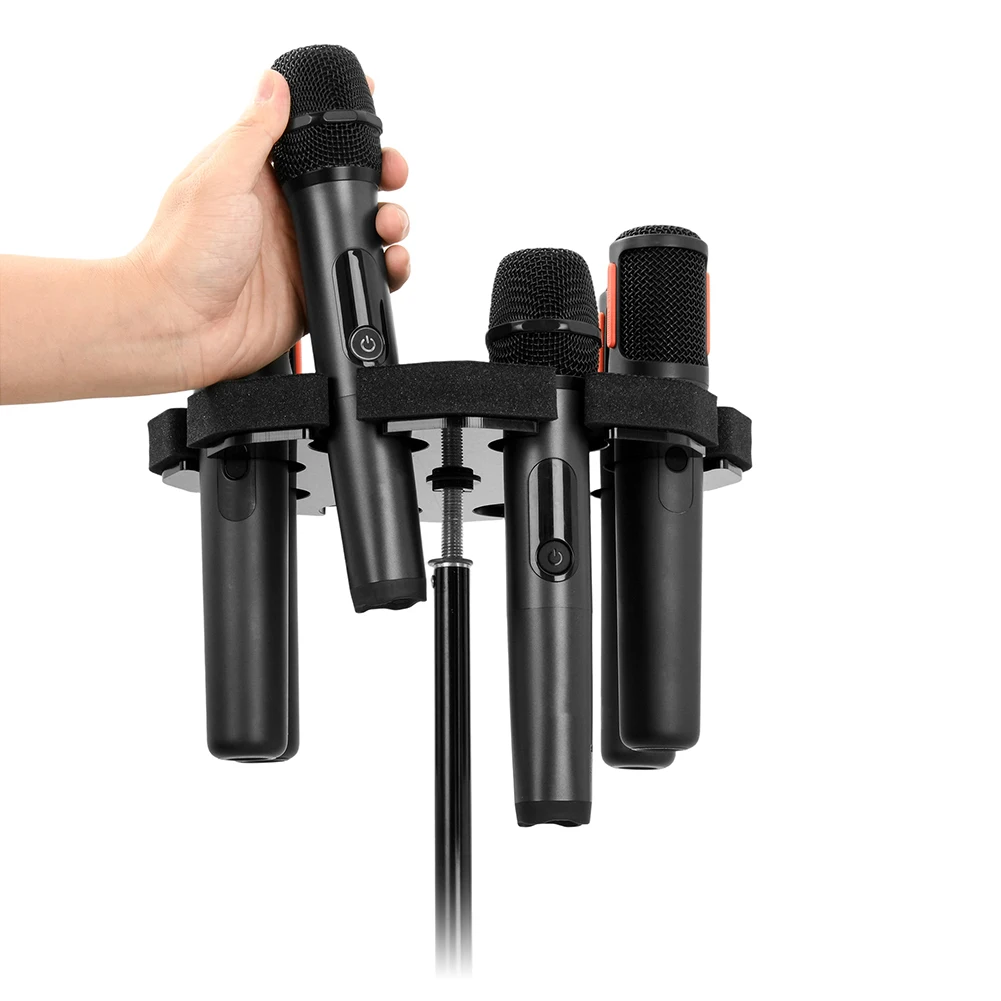 8-Slot Multi Microphone Rack Detachable Wired and Wireless Mic Holder Wear Resist Microphones Storage Organizer for Stage Show