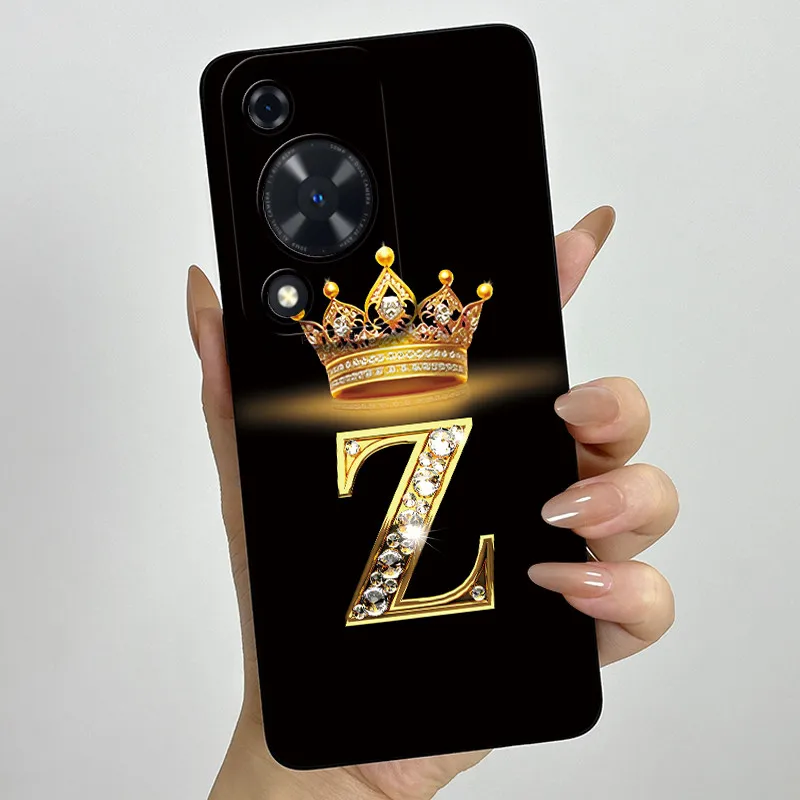 Crown Initial Letter Couple Phone Case - Soft Silicone TPU Lens Protective Casing