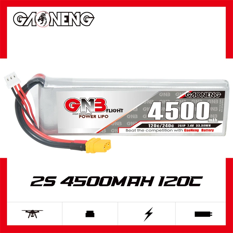 

Gaoneng GNB 4500mAh 120C 2S/3S/4S/6S/8S 7,4 V/11,1 V/14,8 V/18,5 V/22,2 V/29,6 V/V LiPo батарея штепсельная Вилка XT60/XT90/T для Дронов с видом от первого лица