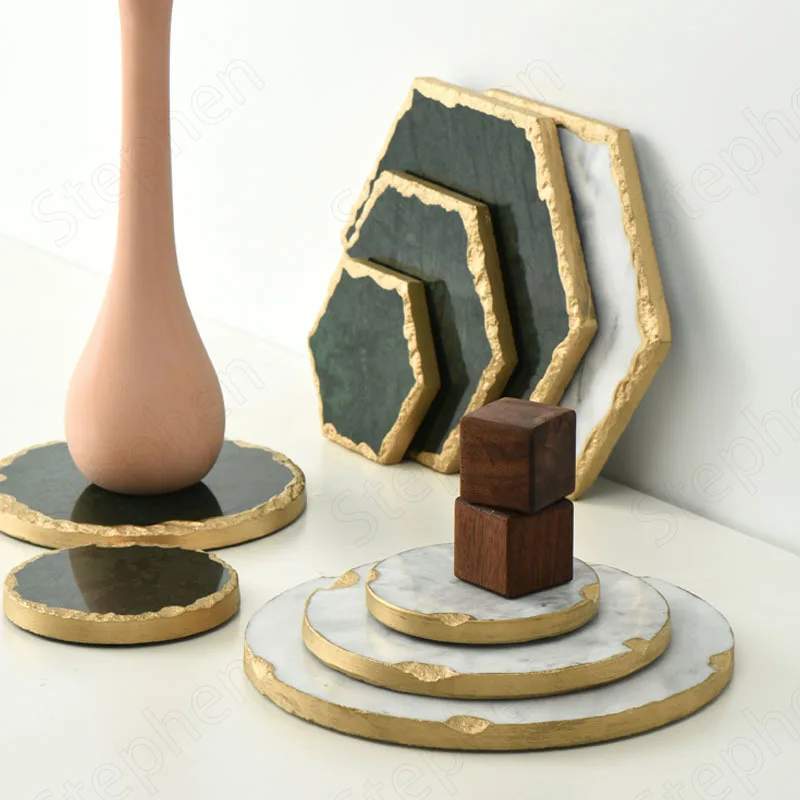 Natural Marble Trays Decorative Nordic Gold Stroke Candlestick Modern Jewelry Cosmetic Storage Tray Wedding Decoration Ornament 2