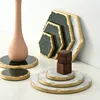 Natural Marble Trays Decorative Nordic Gold Stroke Candlestick Modern Jewelry Cosmetic Storage Tray Wedding Decoration Ornament 2