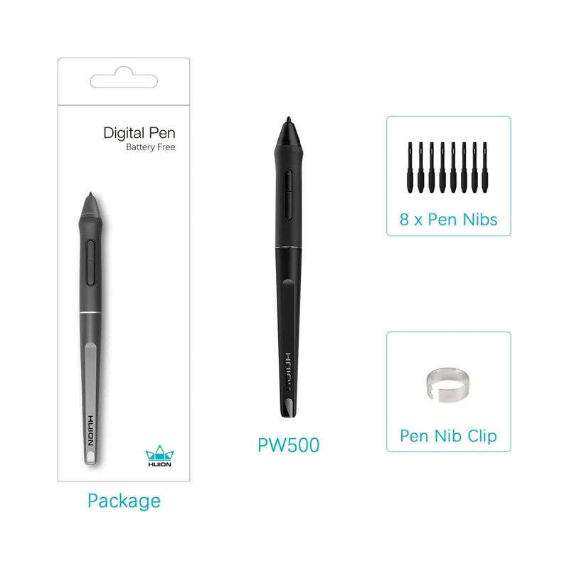 Caneta Digital sem Bateria Nibs para Tablet Gráfico Q620m Hs611 Q11k v2 Wh1409 Monitor v2 Kamvas Pro 22 2023 Huion-pw500 - Imagem 2
