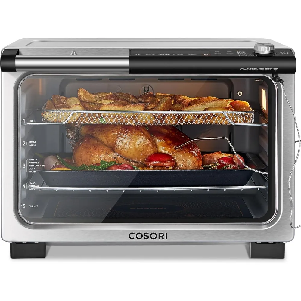 Ceramic Air Fryer Toaster Oven Combo, 13-in-1 Flat-Sealed Heating Elements for Easy Cleanup, Innovative Burner Function